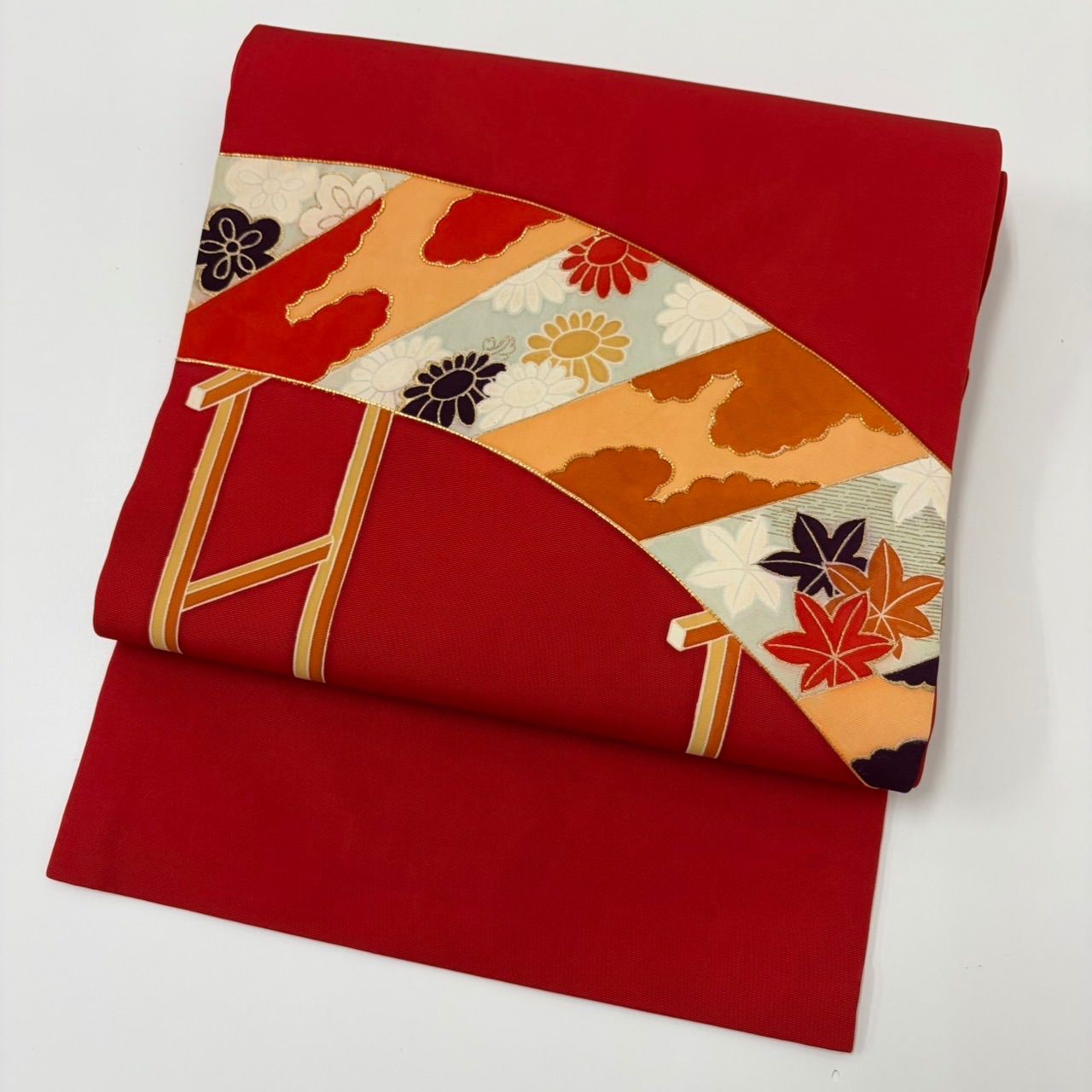 名古屋帯 正絹 塩瀬 金駒刺繍に素敵な花 九寸 MA-3404 - メルカリ