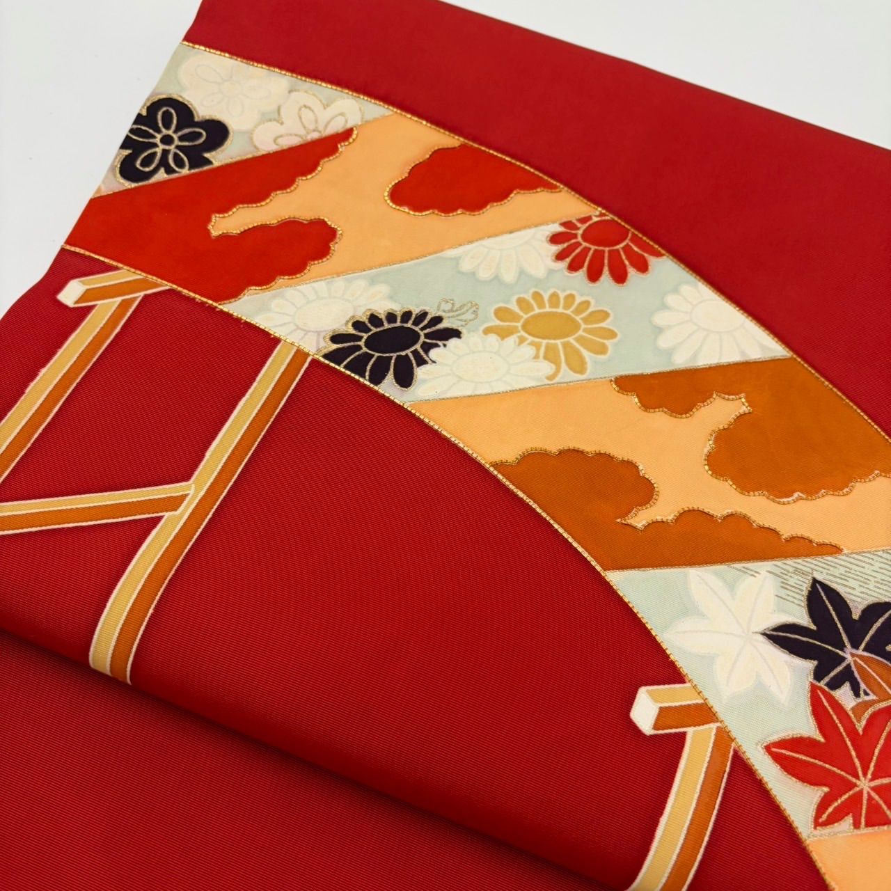 名古屋帯 正絹 塩瀬 金駒刺繍に素敵な花 九寸 MA-3404 - メルカリ