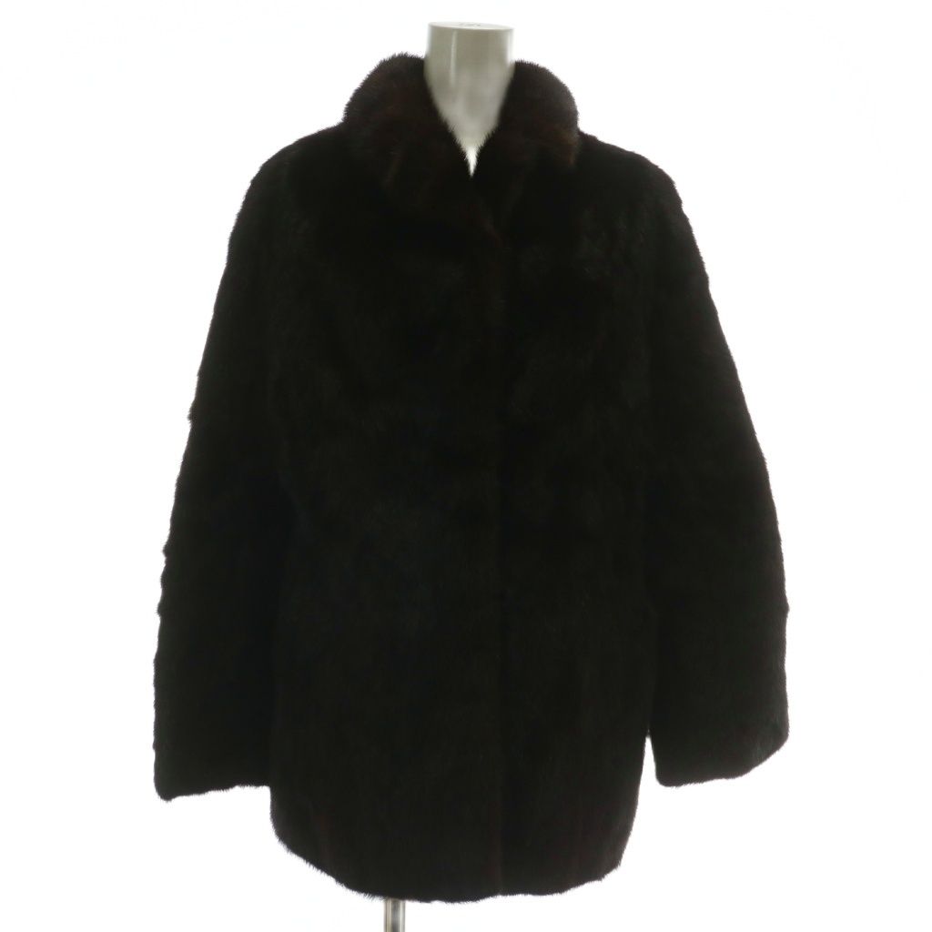 ノーブランド ファーコート アウター 毛皮 ミンク ミドル 11 L 茶色