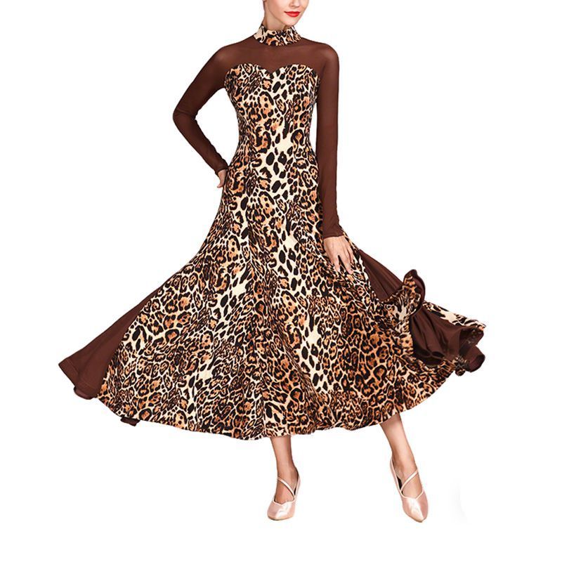 レオパード柄 ダンスワンピース 女性用 社交ダンス モダンダンス衣装