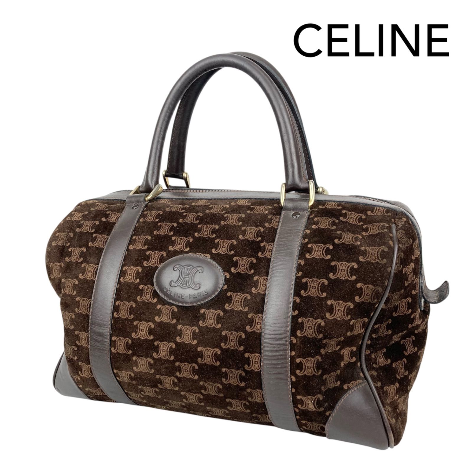 CELINE セリーヌ トリオンフ スエード レザー ミニボストン ボストン