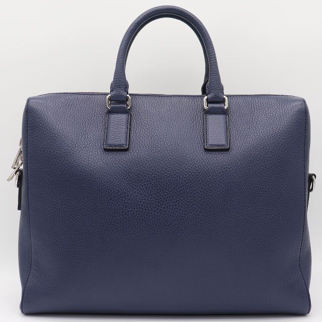 グッチ GUCCI ビジネスバッグ レザー ネイビー シルバー金具 387074