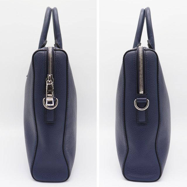 グッチ GUCCI ビジネスバッグ レザー ネイビー シルバー金具 387074