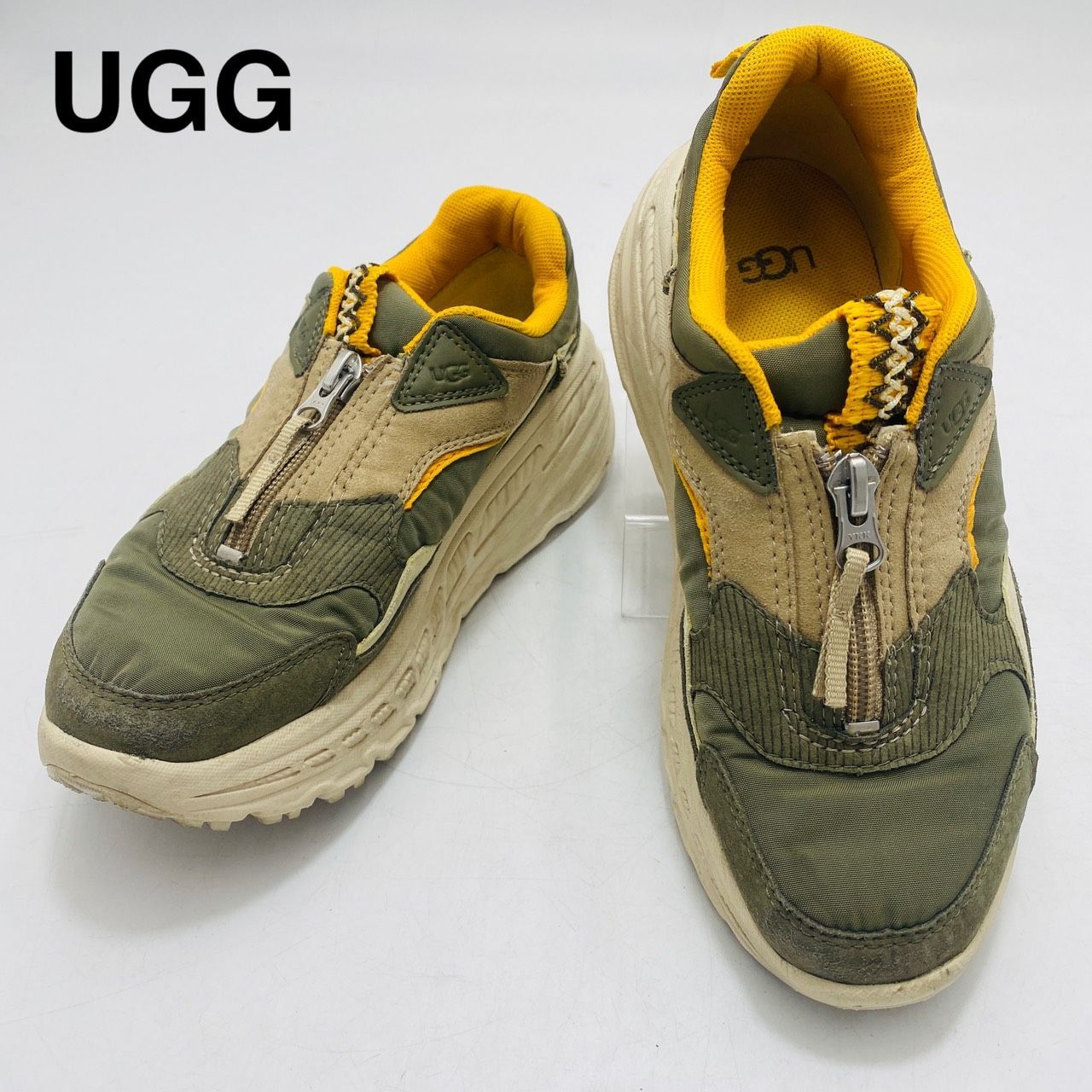 UGG アグ ZIPスニーカー CA805 厚底 フロントジップ 24cm オリーブ