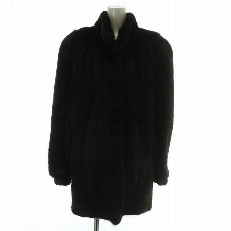 ノーブランド ファーコート アウター 毛皮 ミンク ミドル 肩パッド 13