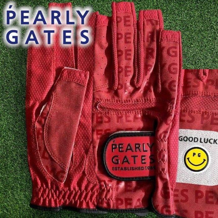 PEARLY GATES パーリーゲイツ ゴルフ スマホ対応 ネイルスルー レザー グローブ 両手用 053-2985208 定価7千 レッド ▲009▼50828w10