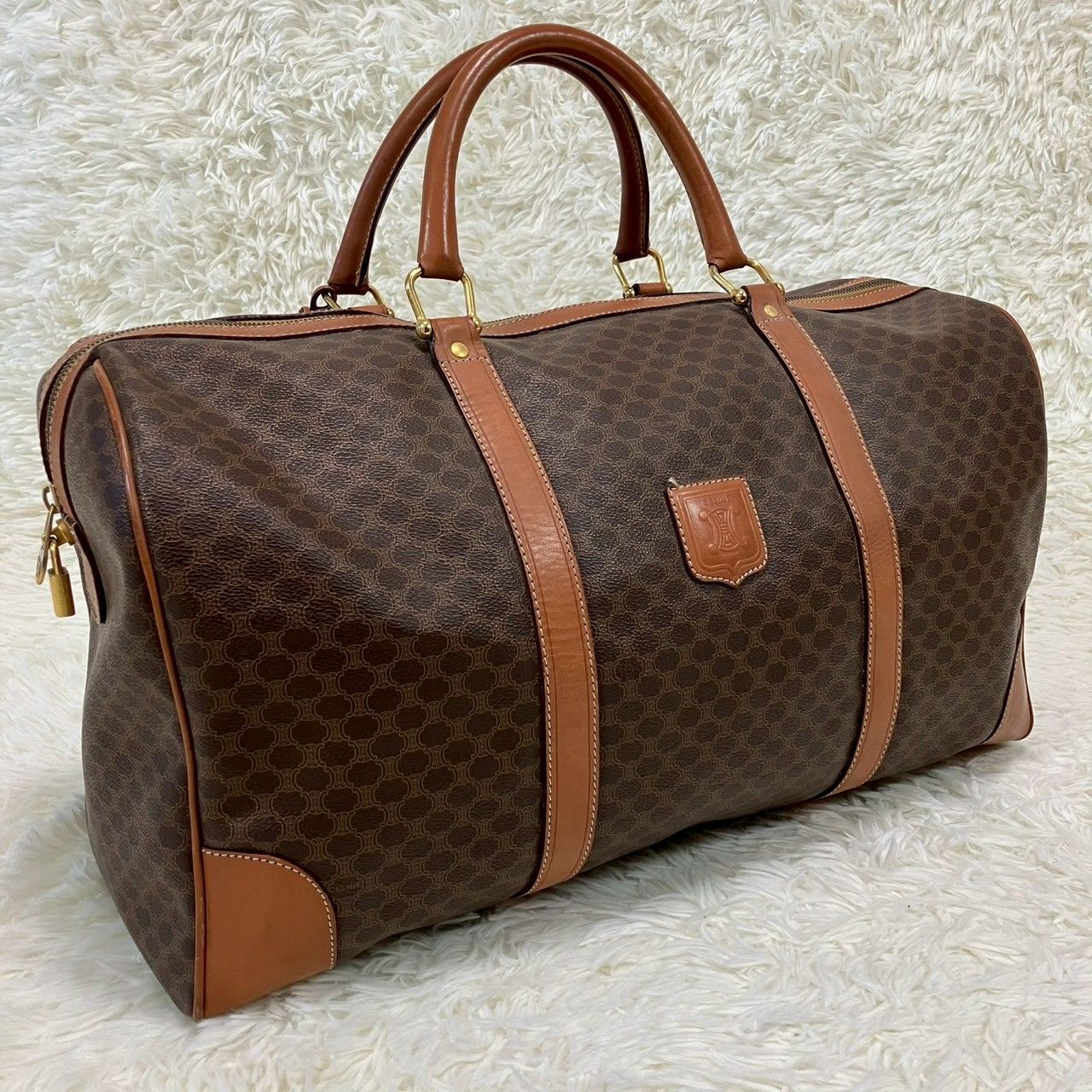 セリーヌ☆ボストンバッグ マカダム トリオンフ カデナ 南京錠 大容量 セリーヌ ボストンバッグ オールドセリーヌ マカダム トリオンフ