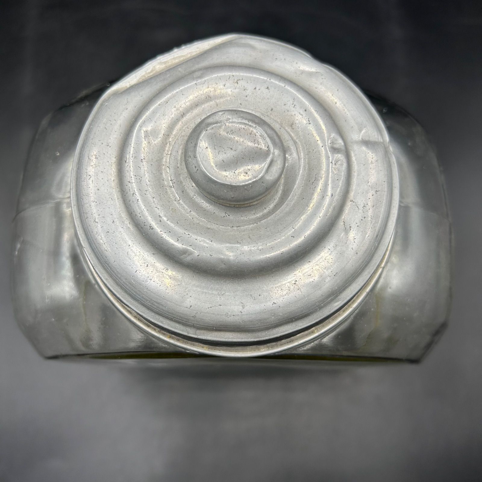 昭和レトロ お菓子瓶 ガラス あめや瓶 アルミ蓋 駄菓子 当時物