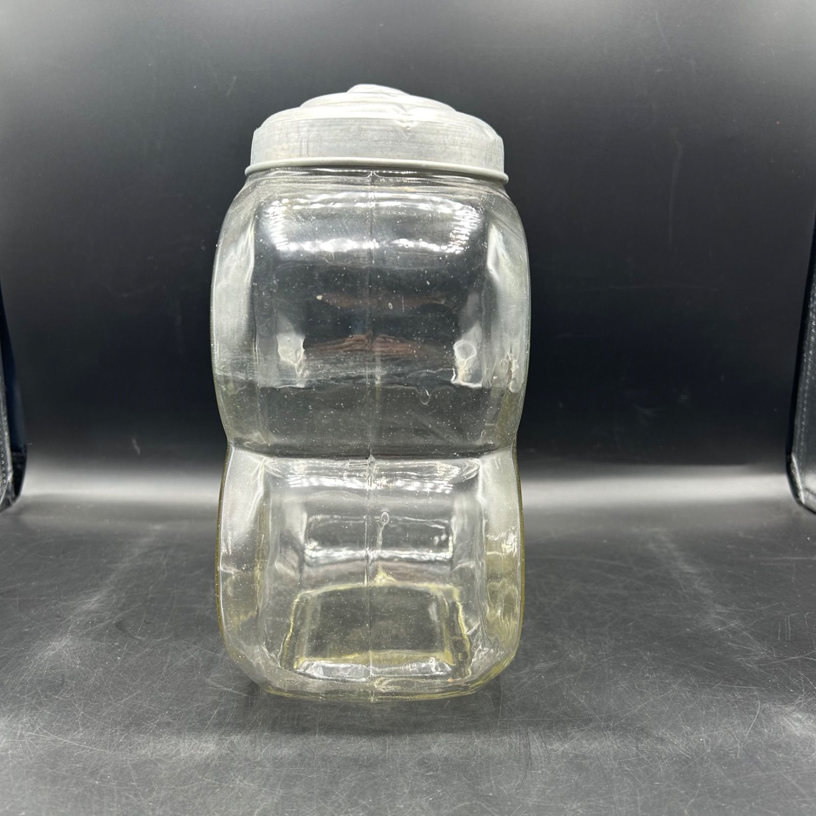 昭和レトロ お菓子瓶 ガラス あめや瓶 アルミ蓋 駄菓子 当時物
