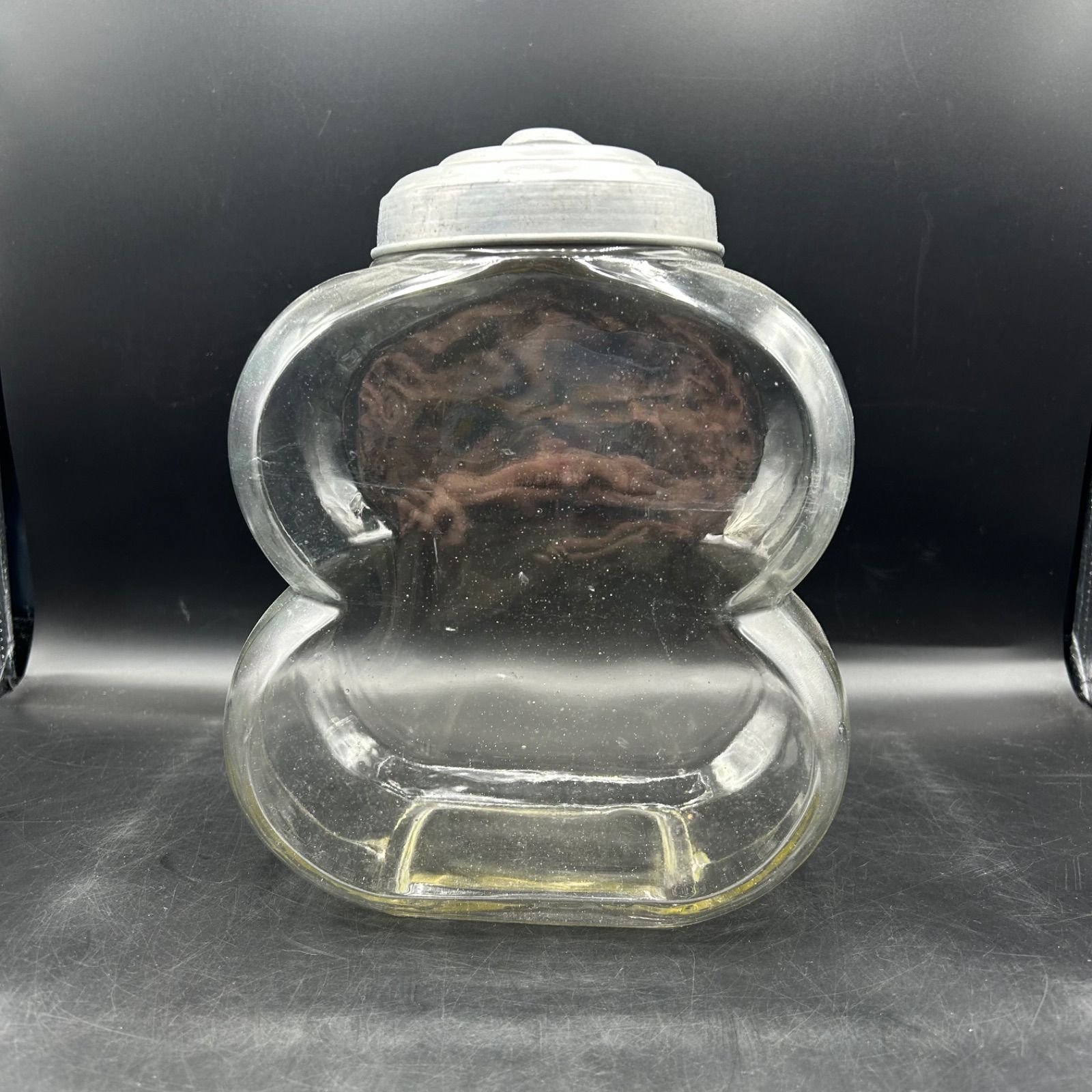 昭和レトロ お菓子瓶 ガラス あめや瓶 アルミ蓋 駄菓子 当時物