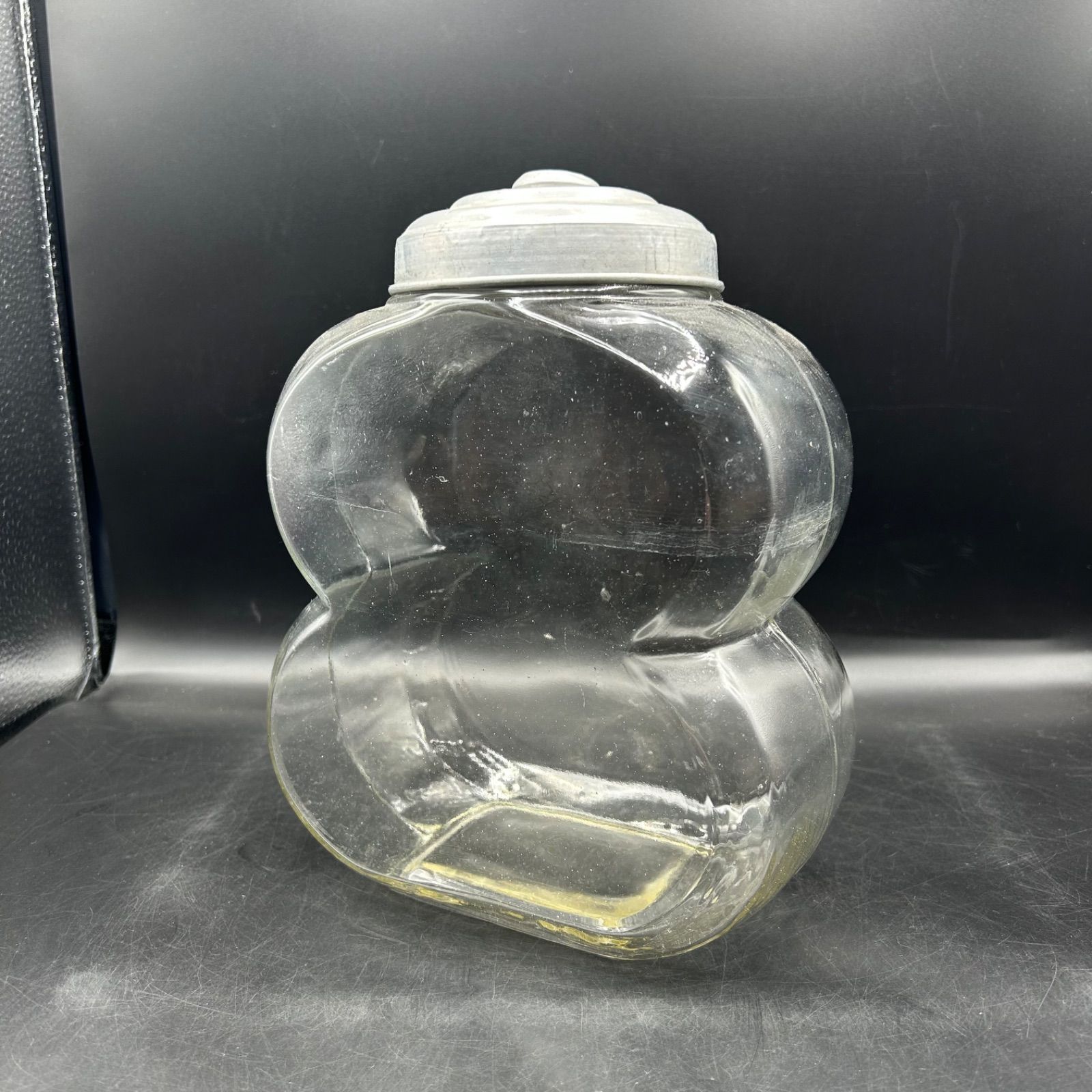 昭和レトロ お菓子瓶 ガラス あめや瓶 アルミ蓋 駄菓子 当時物