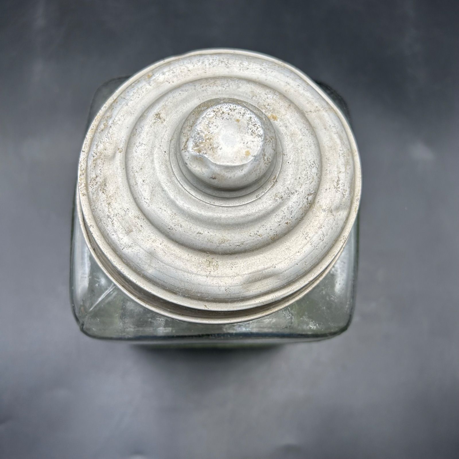 昭和レトロ お菓子瓶 ガラス あめや瓶 アルミ蓋 駄菓子 当時物