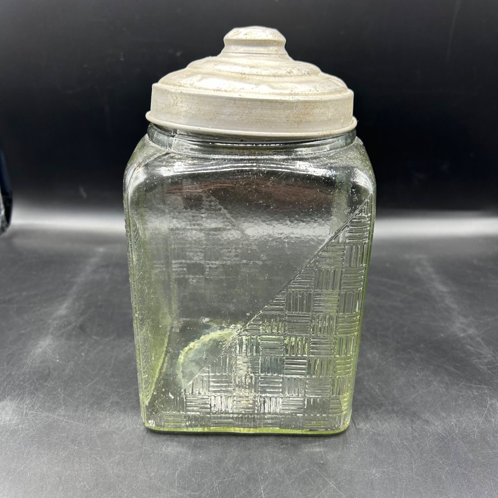 昭和レトロ お菓子瓶 ガラス あめや瓶 アルミ蓋 駄菓子 当時物