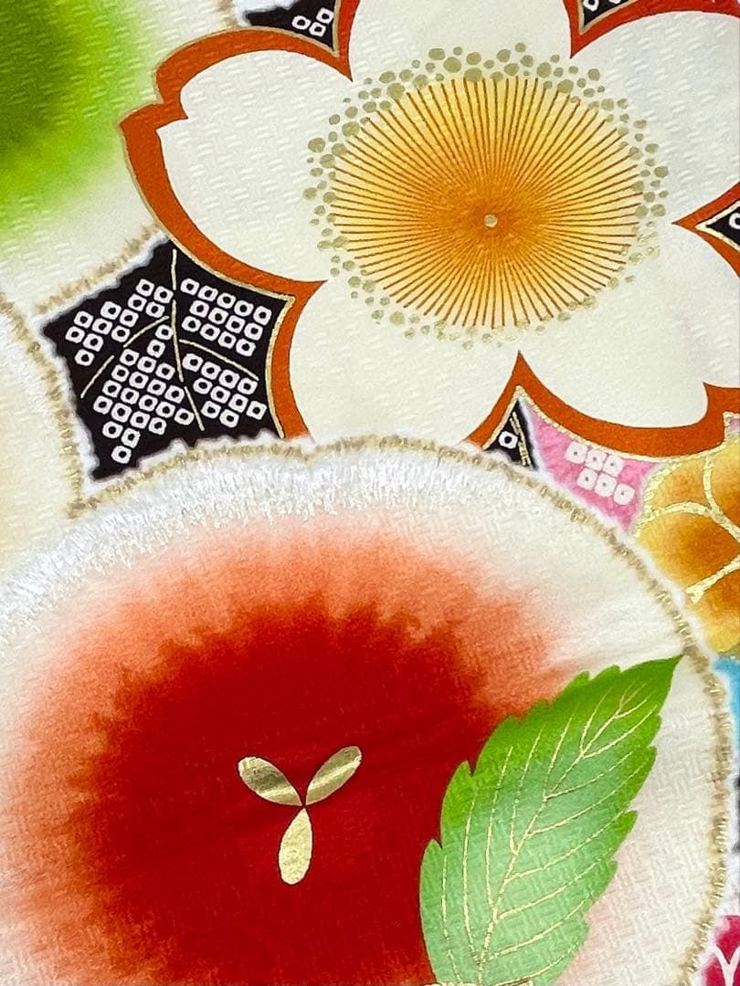 ブランド振袖 仮絵羽 ラメ刺繍 金彩 正絹 未仕立て品 八掛付き MOK880