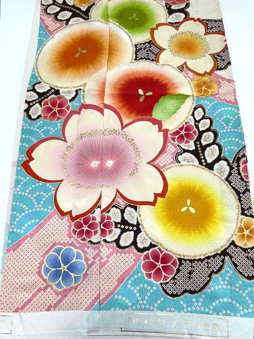 ブランド振袖 仮絵羽 ラメ刺繍 金彩 正絹 未仕立て品 八掛付き MOK880 