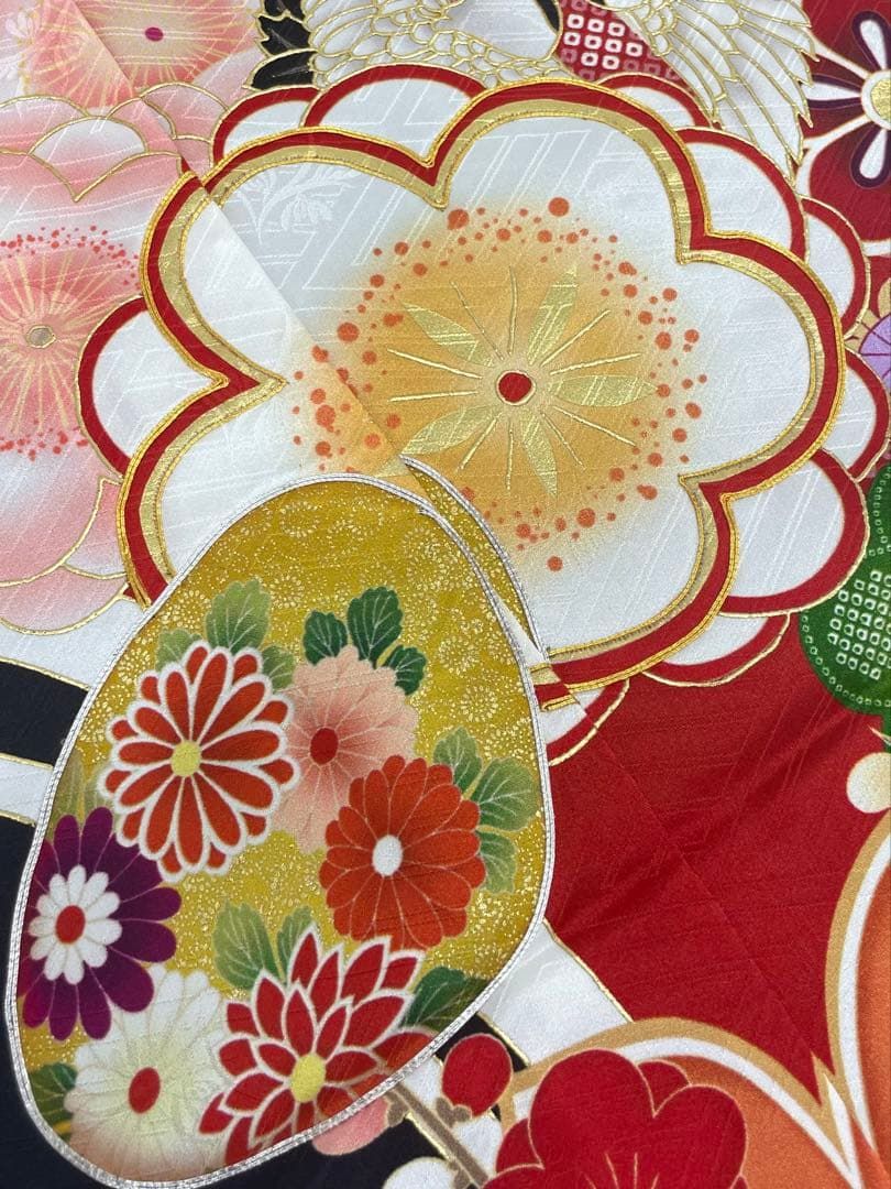 振袖 仮絵羽 金駒 銀駒 金彩 紋意匠 正絹 未仕立て品 八掛付き MOK878