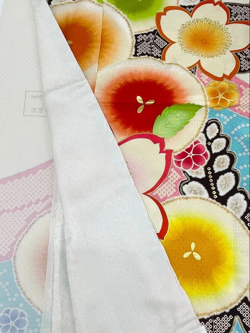 ブランド振袖 仮絵羽 ラメ刺繍 金彩 正絹 未仕立て品 八掛付き MOK880