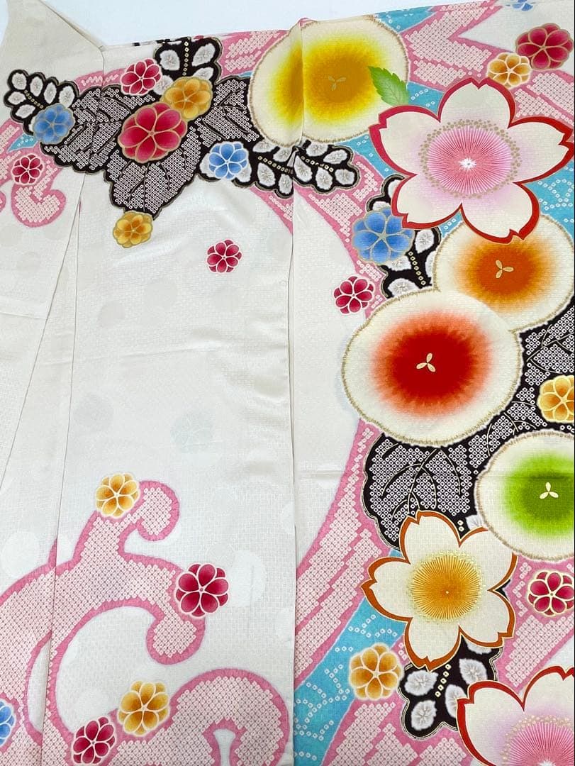 ブランド振袖 仮絵羽 ラメ刺繍 金彩 正絹 未仕立て品 八掛付き MOK880