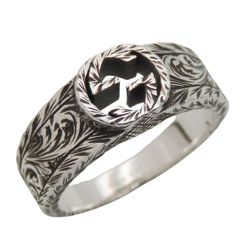 グッチ シルバーリング 925 GG インターロッキング 箱・袋・説明書付き 中古】 グッチ リング・指輪 インターロッキング アラベスク 13