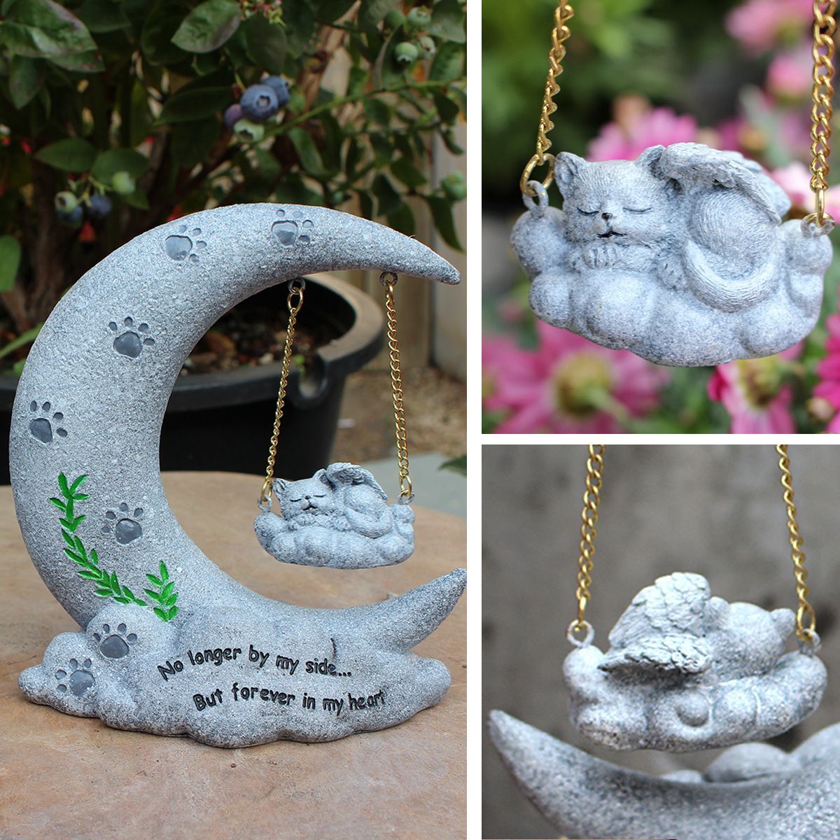 新品未使用 猫小動物祭祀碑 ペット犬墓碑 アート風レジン製リアル記念石 工芸品