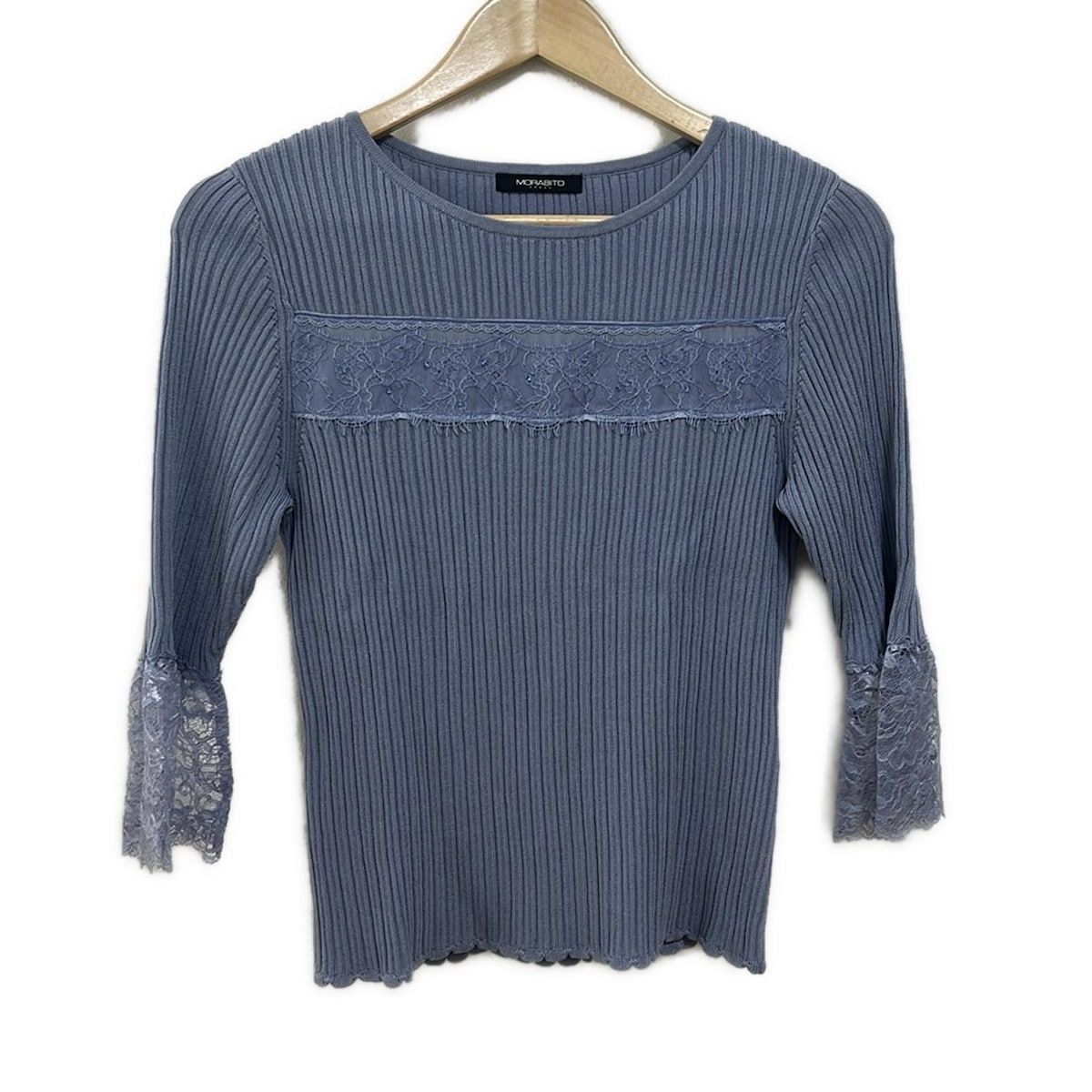 MORABITO フリルニットセーター　七分袖 38 MORABITO フリルニットセーター 七分袖 38