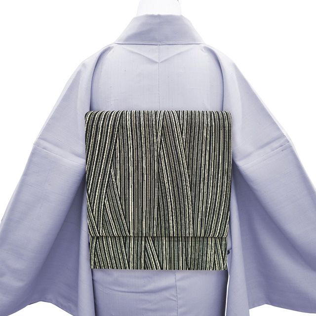 新古品】 袋帯 未使用 斉藤三才 作家物 落款有り 正絹 銀糸 黒 薄