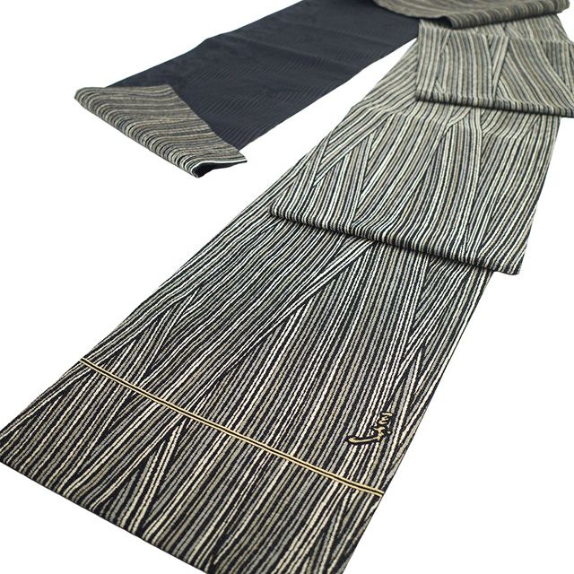 新古品】 袋帯 未使用 斉藤三才 作家物 落款有り 正絹 銀糸 黒 薄