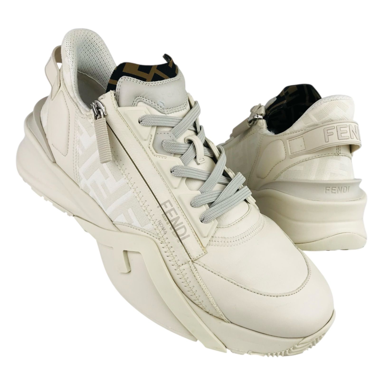 美品☆FENDI・フェンディ【FLOW・フロー】メンズ レザー切替し