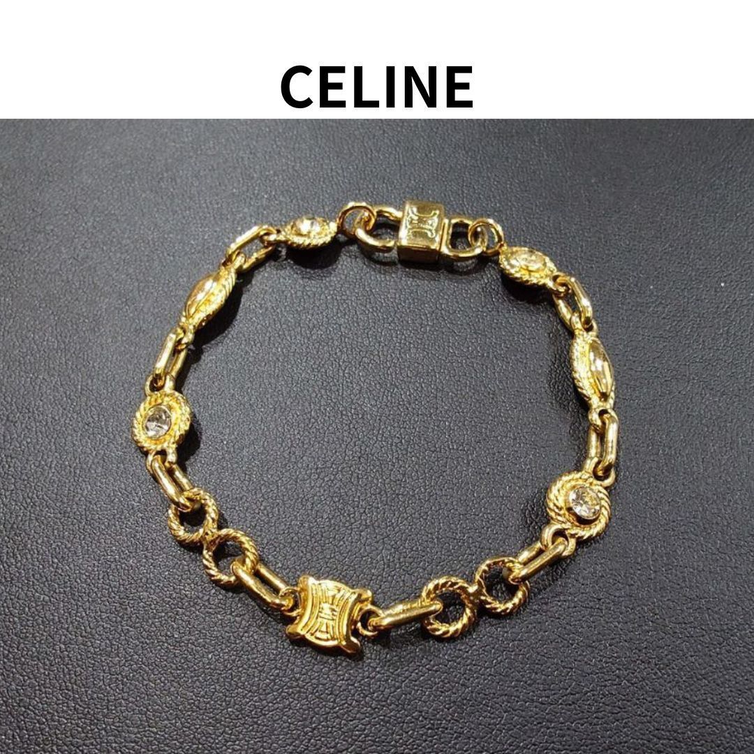ヴィンテージ CELINE セリーヌ ブラゾン マカダム ラインストーン