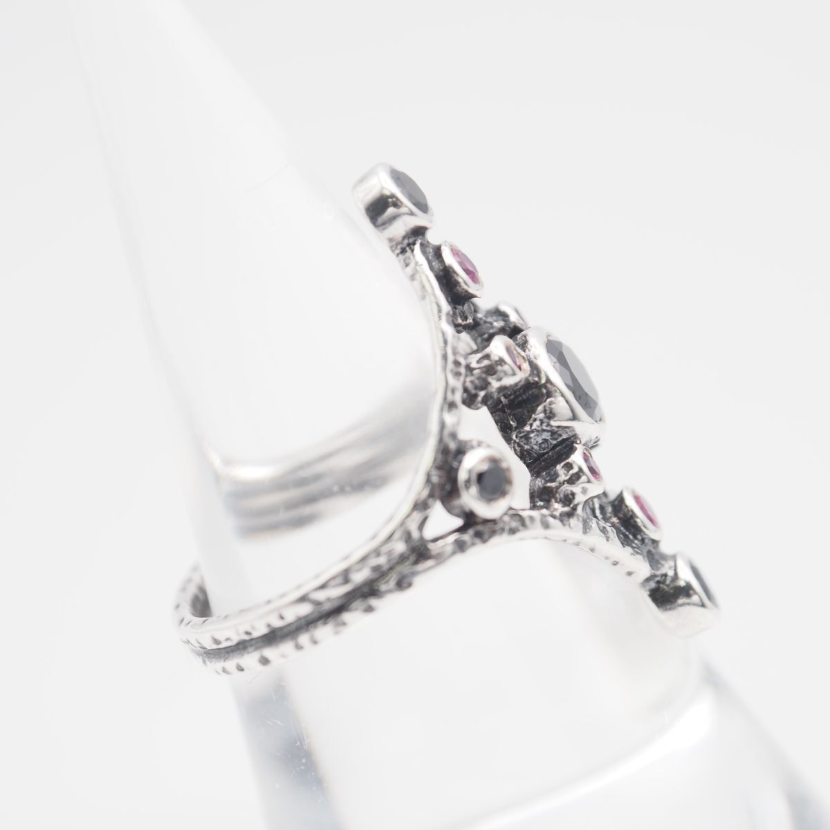 M732 オニキス ルビー? ピンクスピネル? 925刻印 リング デザイン