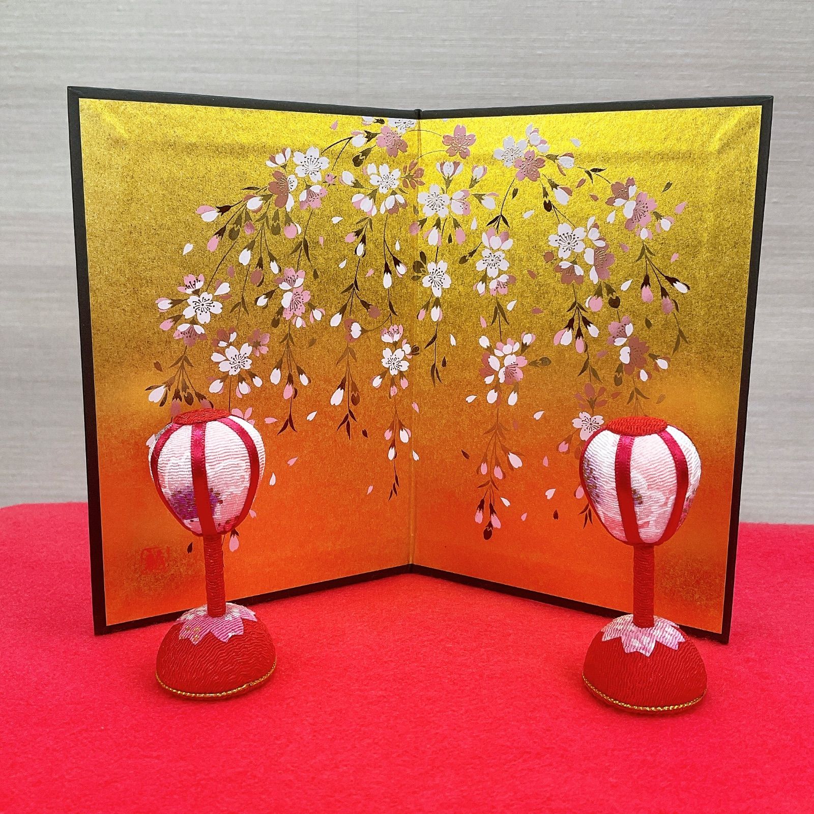 雛飾り小道具【桜金屏風＆桜ぼんぼり(小)】ひな祭り お人形とご一緒に