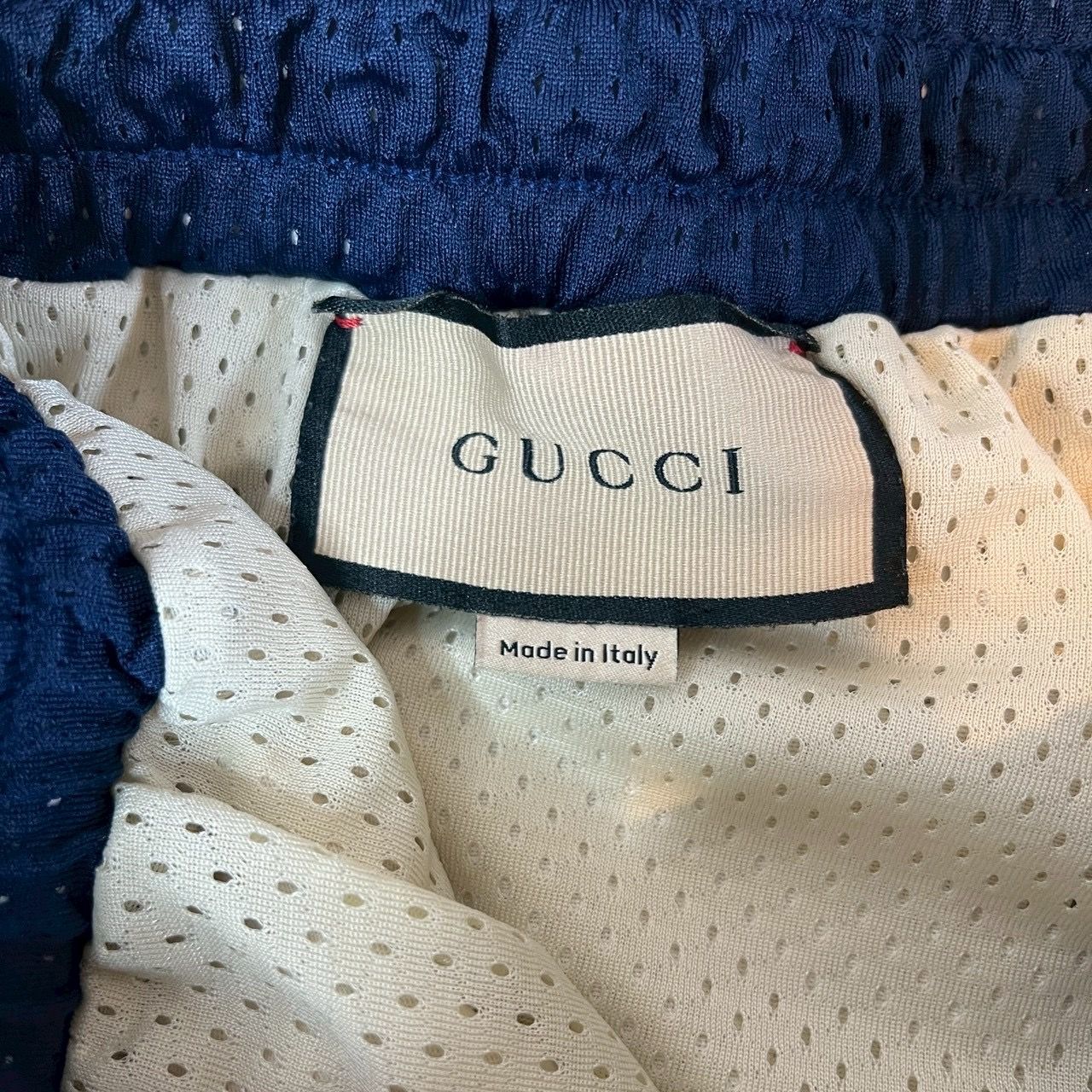 美品】グッチ GUCCI メッシュ ショートパンツ M ホワイト ネイビー