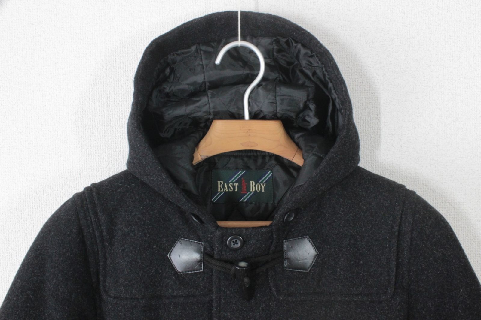 81【美品】イーストボーイ ダッフルコート 9 グレー M 裏中綿入り