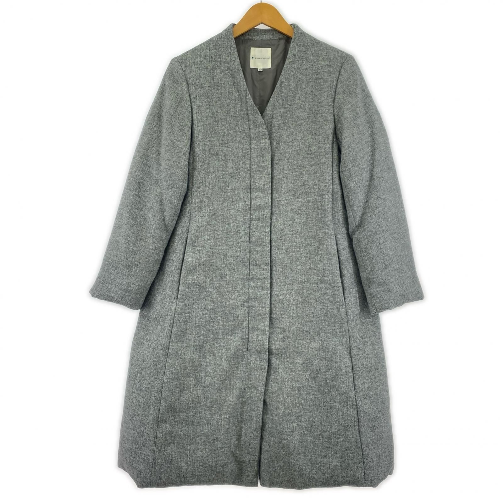 KUMIKYOKU 組曲 LIMONTA ノーカラー ダウンコート sizeS2/グレー