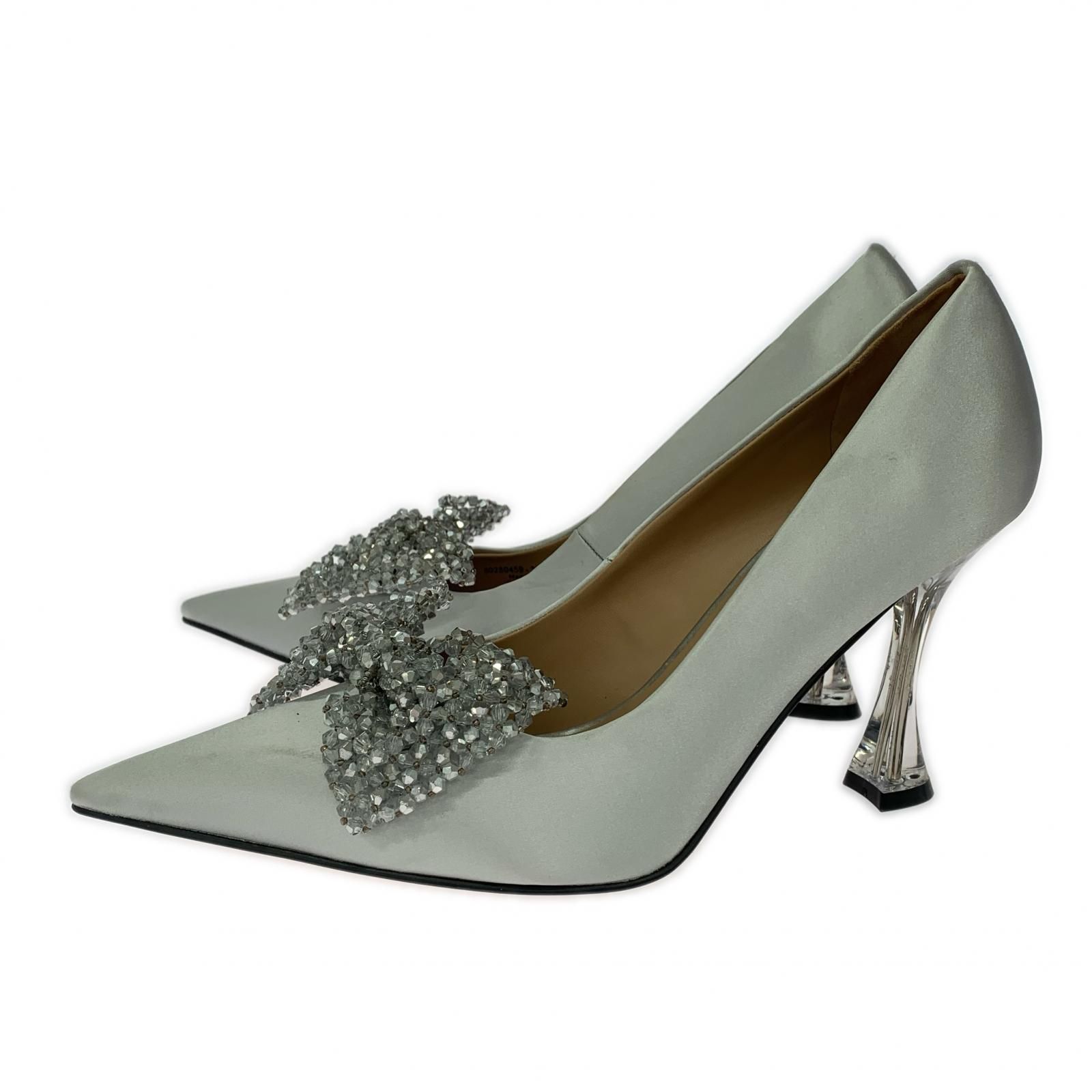 ※ビビーズプリメインアンプ シルバー CHARLES & KEITH チャールズ＆キース ビーズリボンクリアヒール