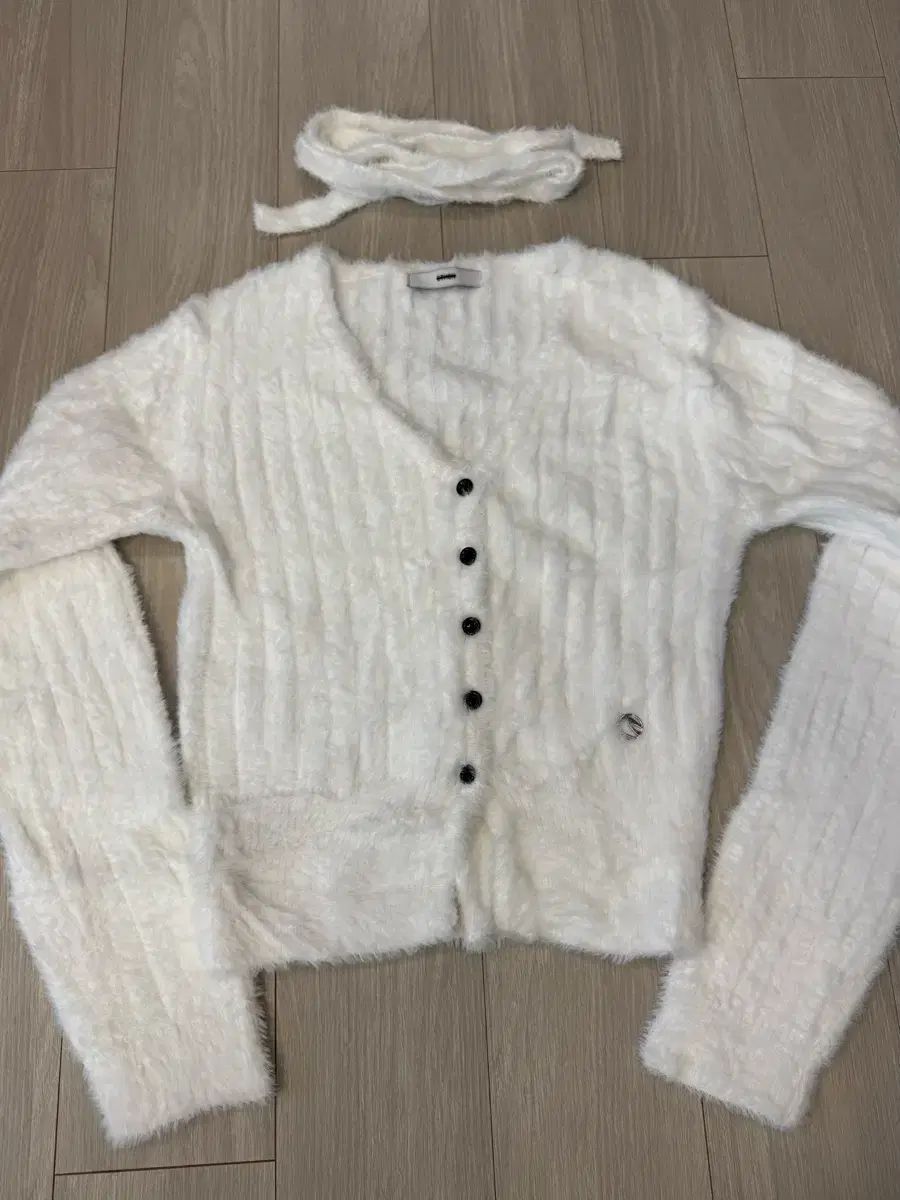 新品) ETMON エトモン フラッフィー スカーフ ニットカーディガン