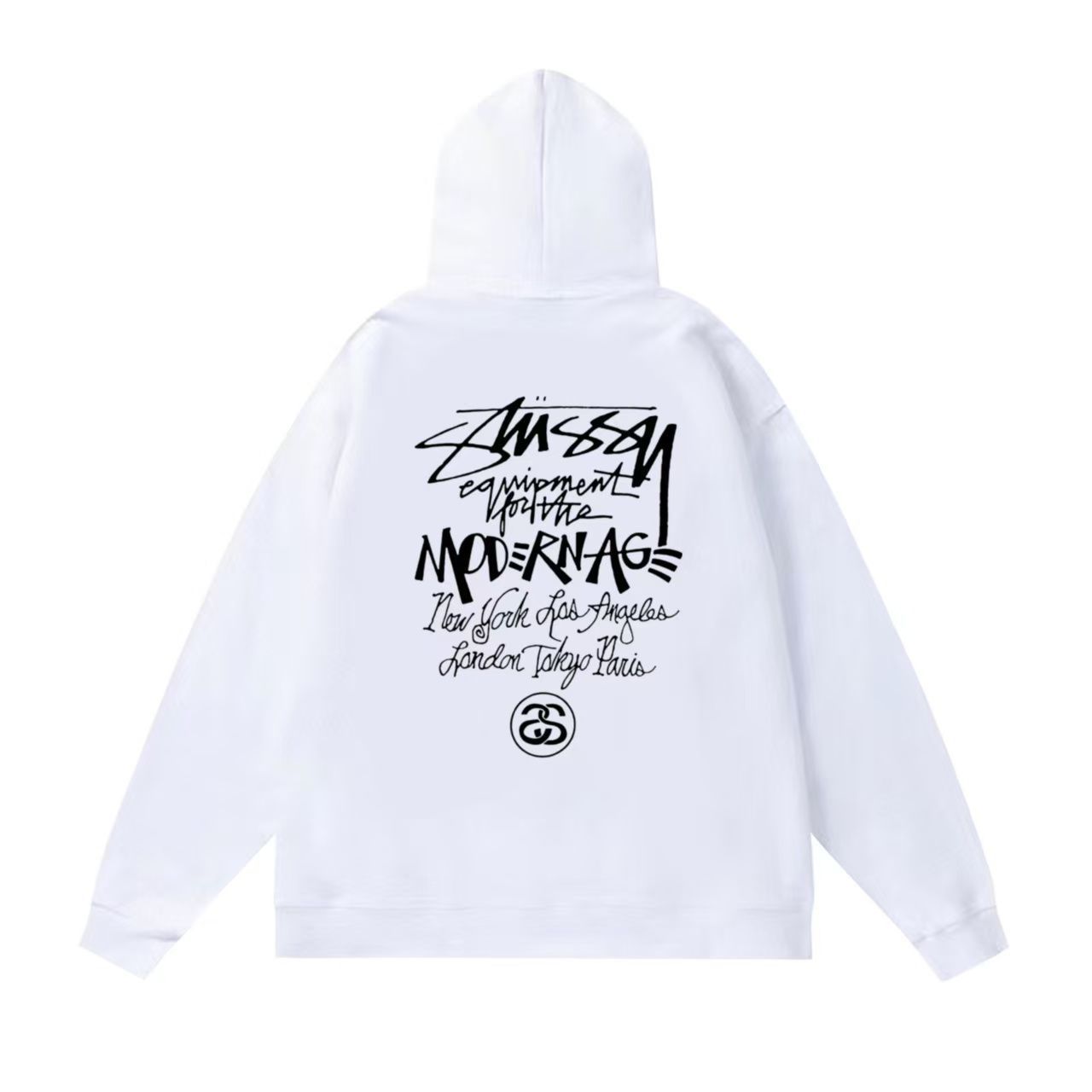 STÜSSY ロゴプリント ホワイトパーカー　Buana　　　 M　ステューシー 新品未使用】2025新作Stussy ステューシー モダニズムロゴ プリント