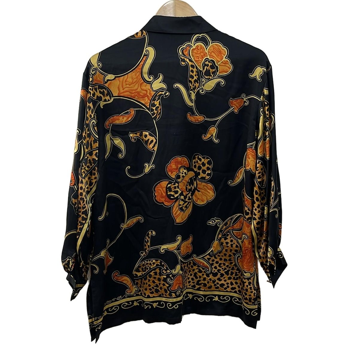 美品　レオナール　ブラウス　花柄　アニマル柄　42(XL) 黒 LEONARD(レオナール) 長袖シャツブラウス サイズ9R レディース - 黒