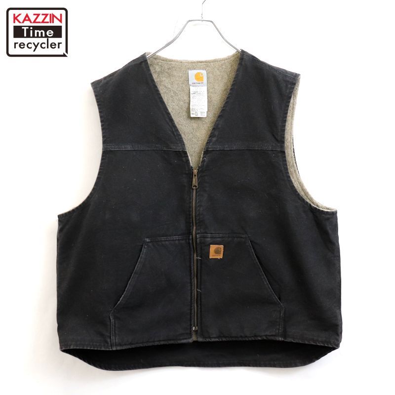00s Carhartt BLK 裏地ブランケット ダック ベスト メンズ XL~サイズ