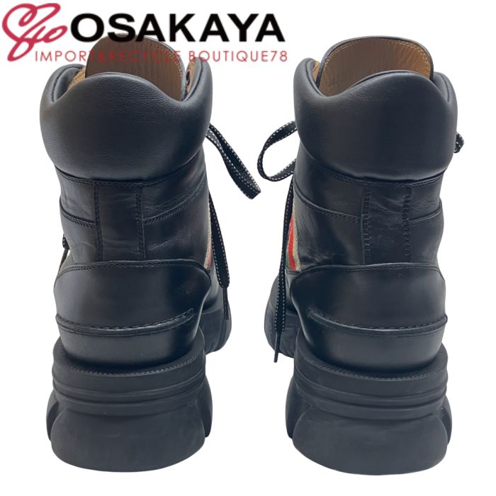 中古美品 GUCCI グッチ インターロッキングG ショートブーツ ブラック