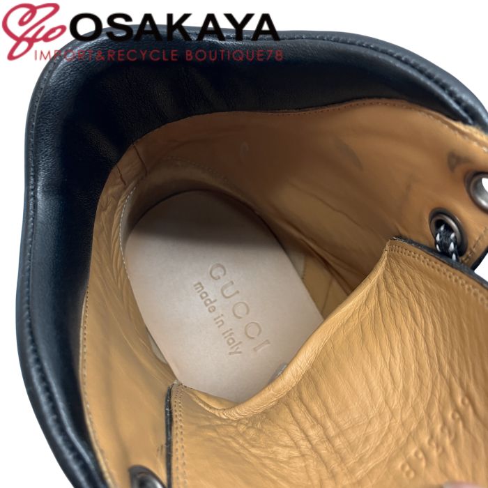 中古美品 GUCCI グッチ インターロッキングG ショートブーツ ブラック