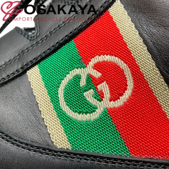 中古美品 GUCCI グッチ インターロッキングG ショートブーツ ブラック