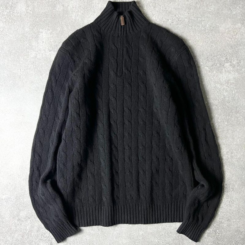 90s POLO RALPH LAUREN ハーフジップ ラムウール ケーブル ニット