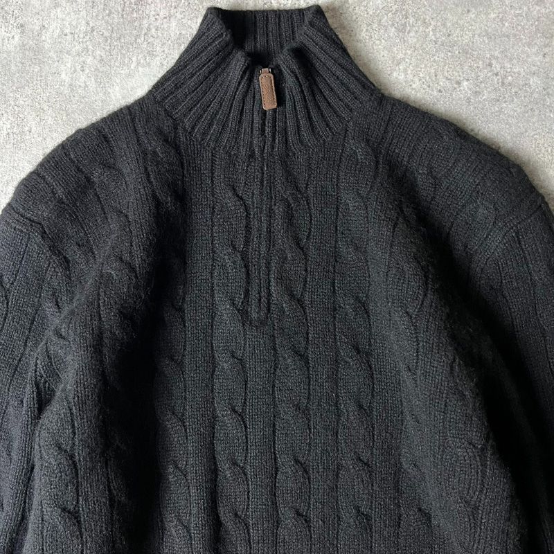 90s POLO RALPH LAUREN ハーフジップ ラムウール ケーブル ニット
