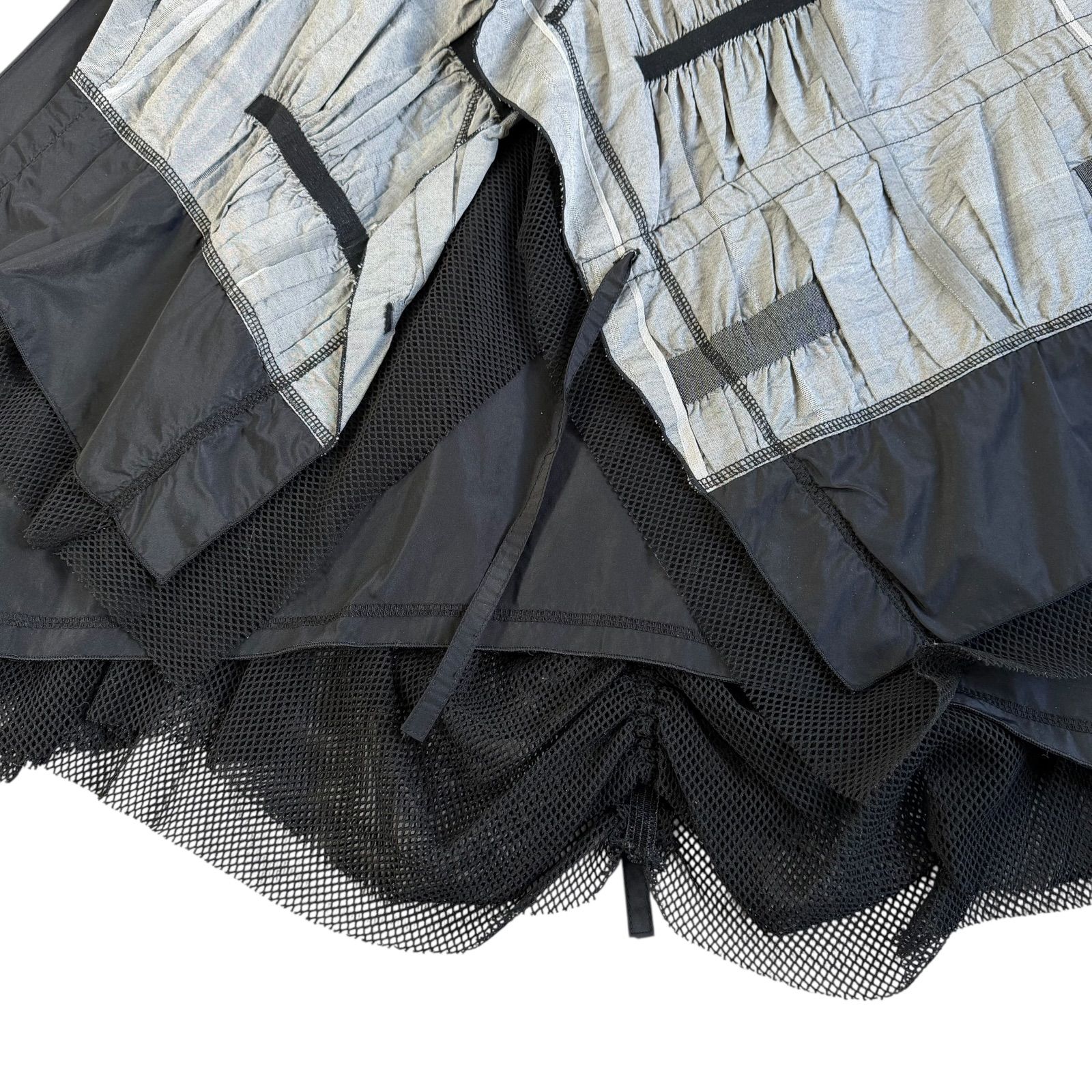 エイココンドウ　異素材混合スカート EIKO KONDO / エイココンドウ 異素材切替 レイヤードフレアスカート 二