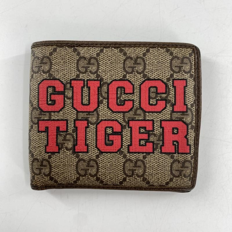 中古】GUCCI 二つ折り財布 673000・496334 GGスプリーム ブラウン