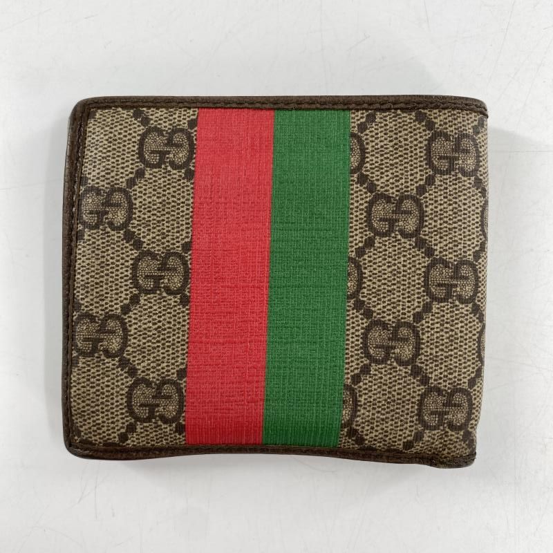 中古】GUCCI 二つ折り財布 673000・496334 GGスプリーム ブラウン