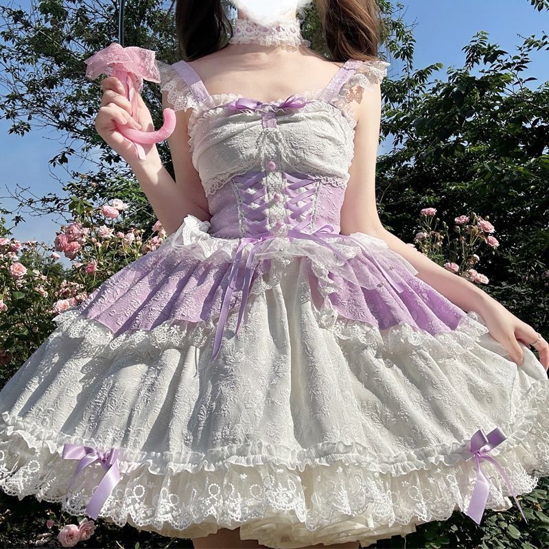 リボンレーススカート 可愛い ロリータ Lolita洋装 高品質デザイン 甘ロリ ゴシックロリータ 撮影会 会 イベント用 推し活 プレゼントにも lo 40