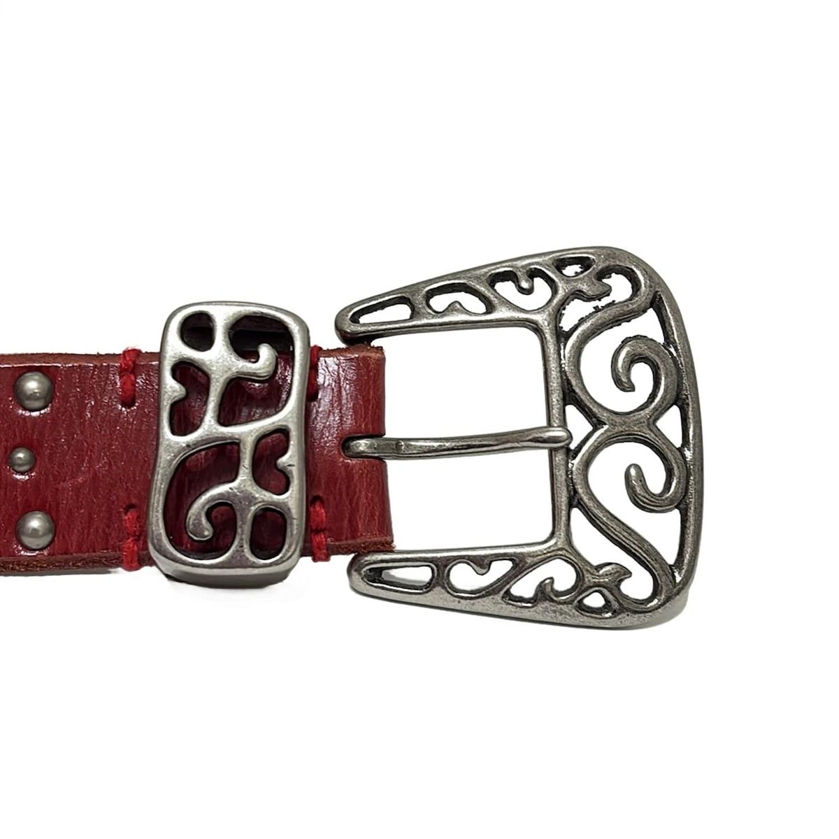 TORNADO MART(トルネードマート) ベルト L - レッド×シルバー スタッズ