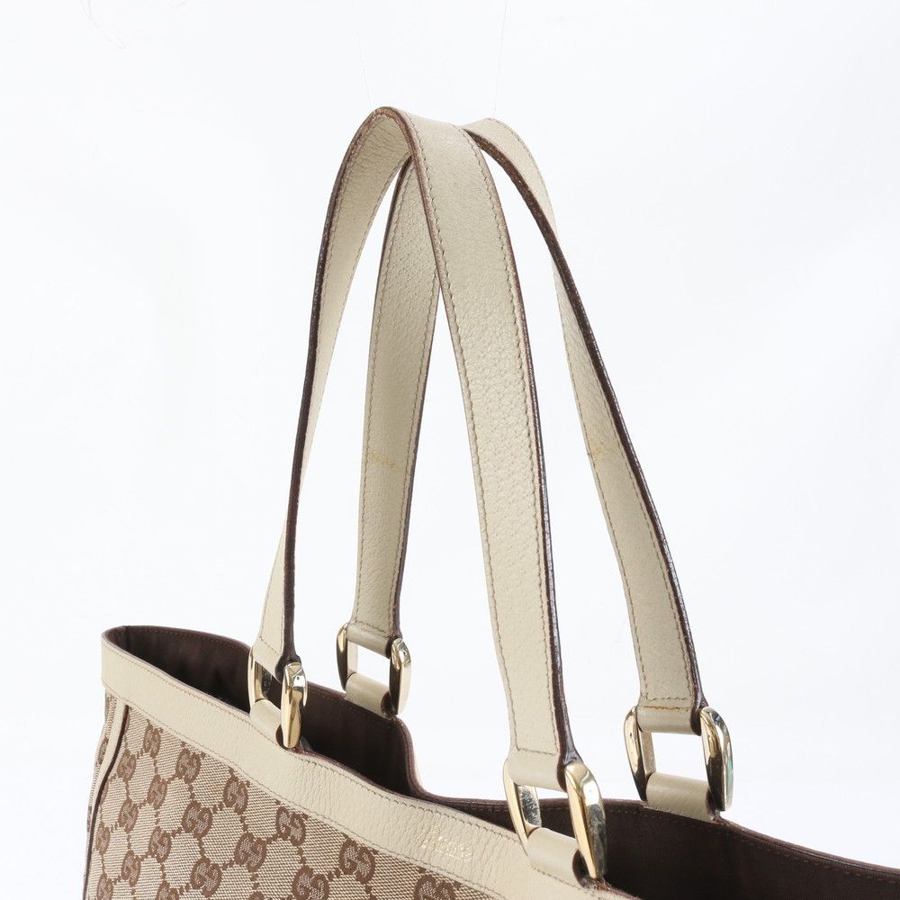 極美品 グッチ GGキャンバス アビー 111472 レザー トート バッグ